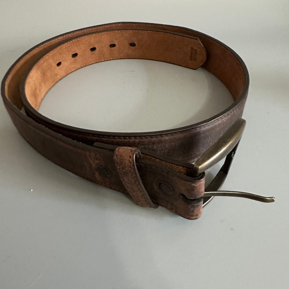 Georgia Boot Mens Brown Genuine Leather Work Belt GB134 Brass Buckle Size 38
